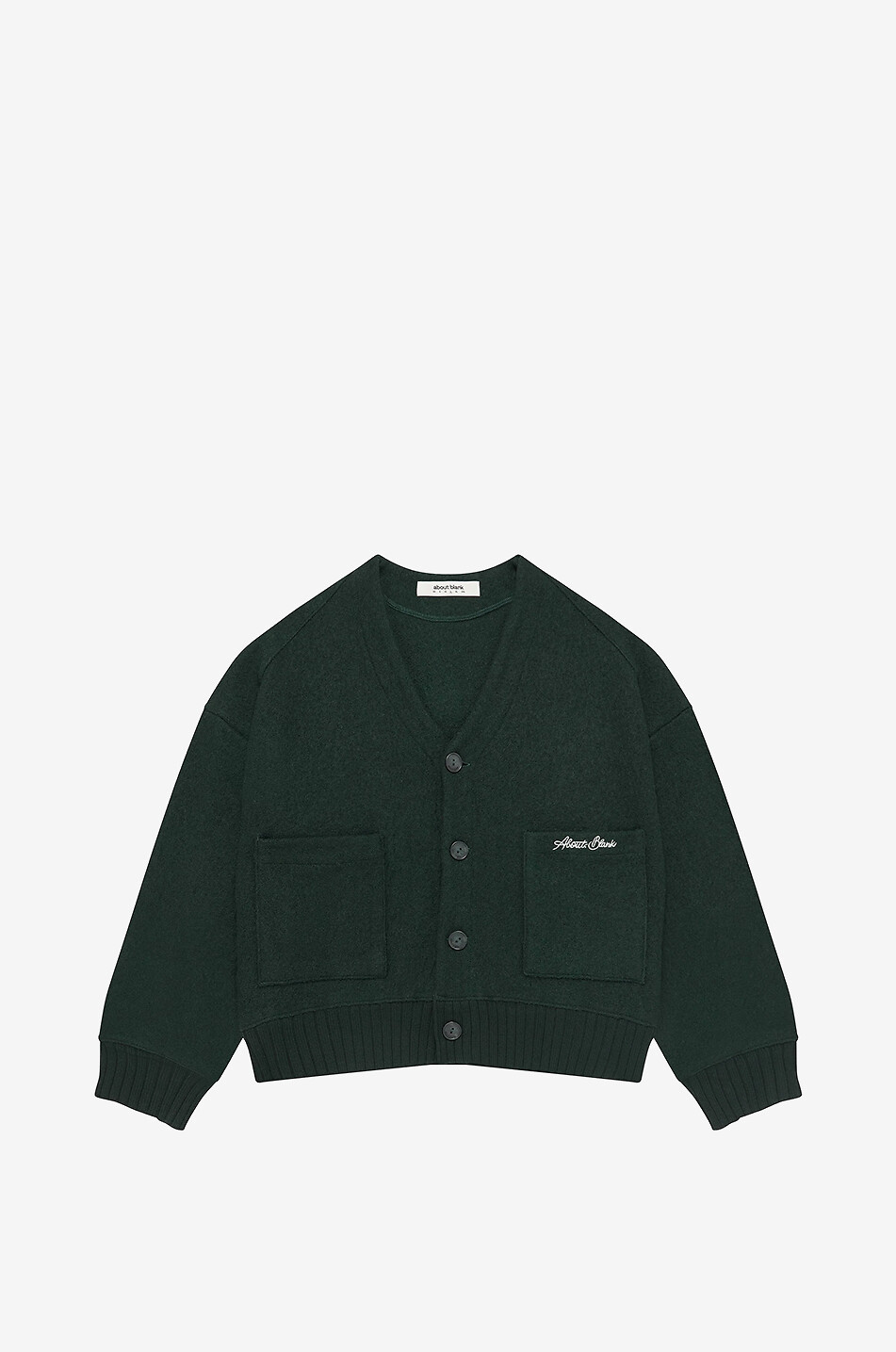 ABOUT:BLANK OG Cropped V-neck button-down wool cardigan Men GREEN 1
