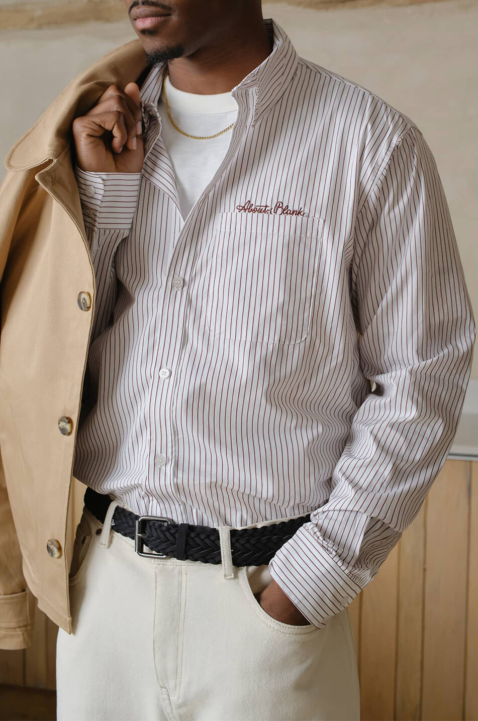 ABOUT:BLANK Gestreiftes Popelinehemd Oxford Herren WEISS 3