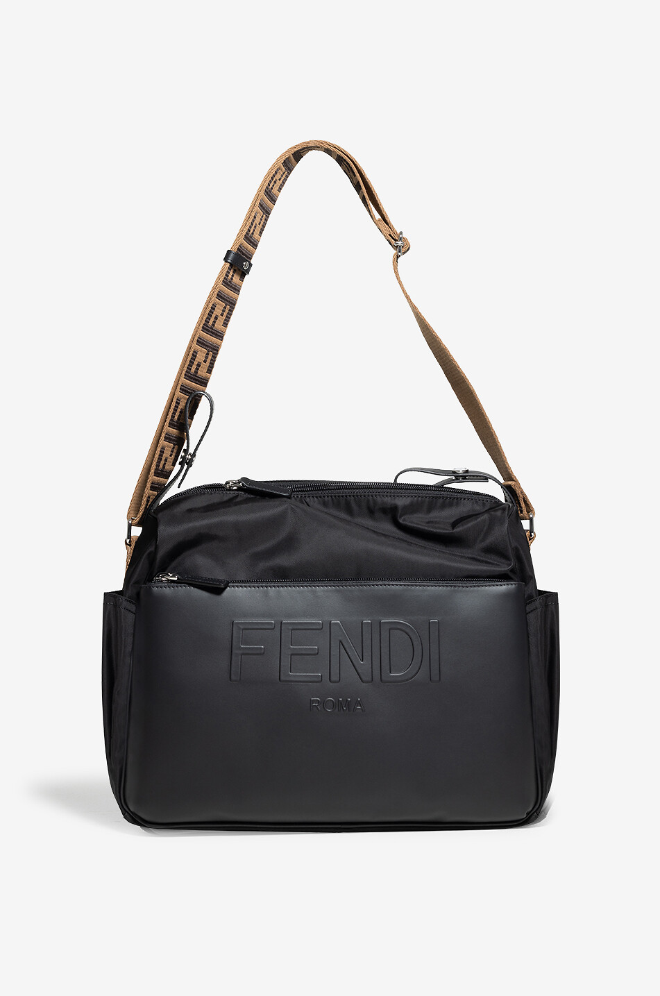 FENDI Petit sac à langer en nylon et cuir Fendi Bébé NOIR 5