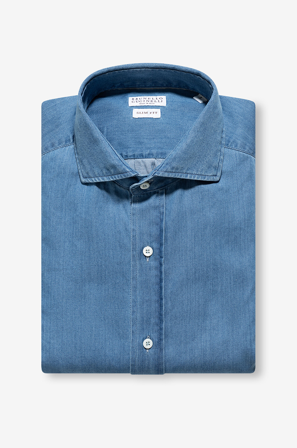 BRUNELLO CUCINELLI Langarm-Slim-Fit-Hemd aus Chambray Herren MITTELBLAU 1