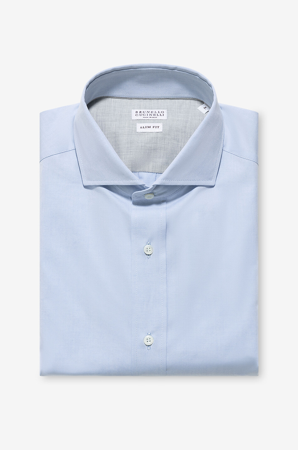 BRUNELLO CUCINELLI Chemise slim à manches longues en popeline Homme BLEU CLAIR 1