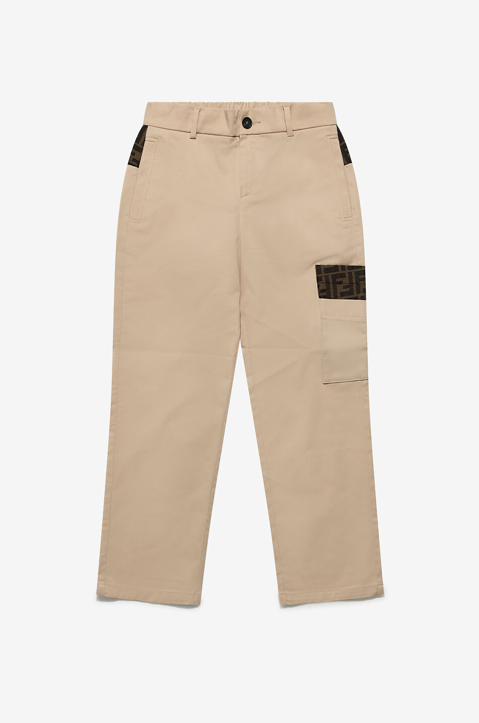 FENDI Pantalon cargo en gabardine et jacquard FF garçon Garçon BEIGE 1