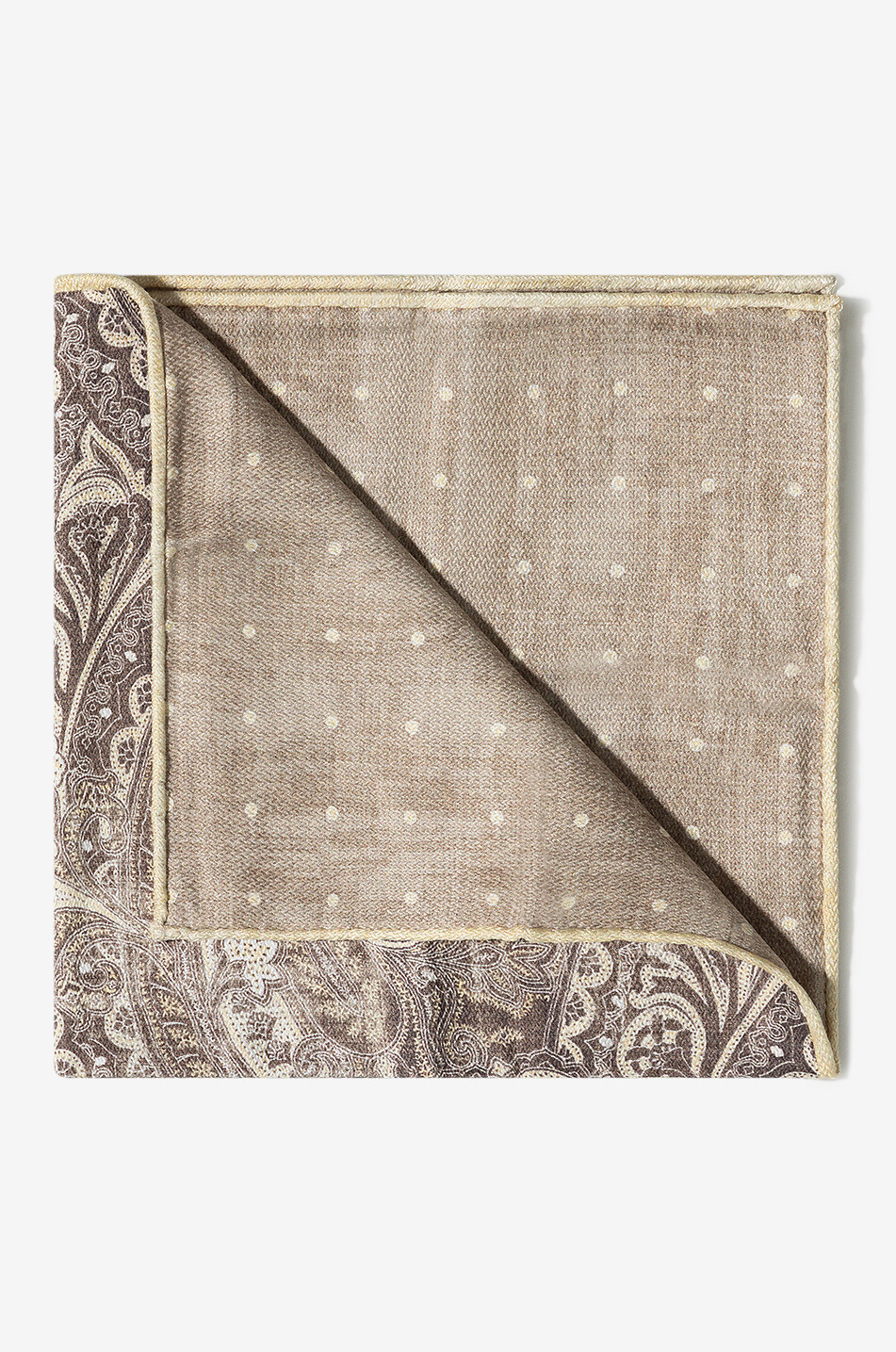 BRUNELLO CUCINELLI Wendbares Seideneinstecktuch mit Tupfen und Paisley Herren HELLBRAUN 2