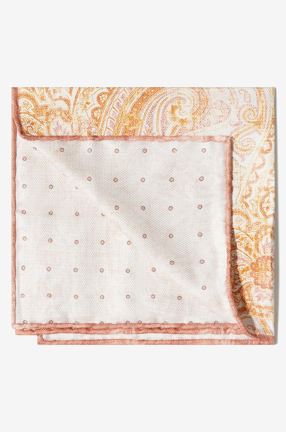 BRUNELLO CUCINELLI Wendbares Seideneinstecktuch mit Tupfen und Paisley Herren ORANGE 2