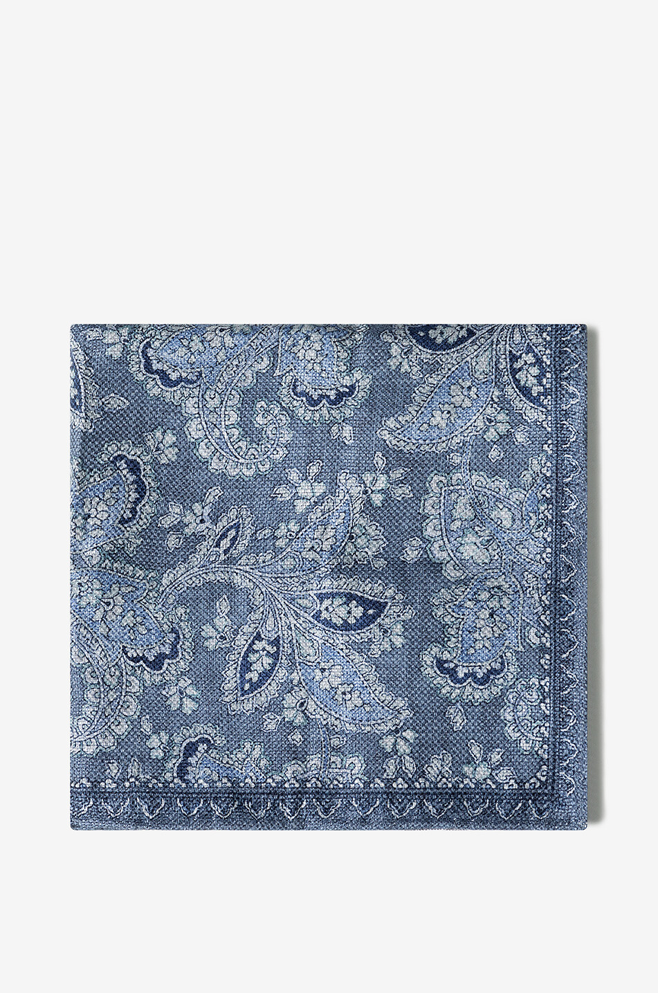 BRUNELLO CUCINELLI Paisley-printed linen and silk reversible pocket square Men MEDIUM BLUE 1
