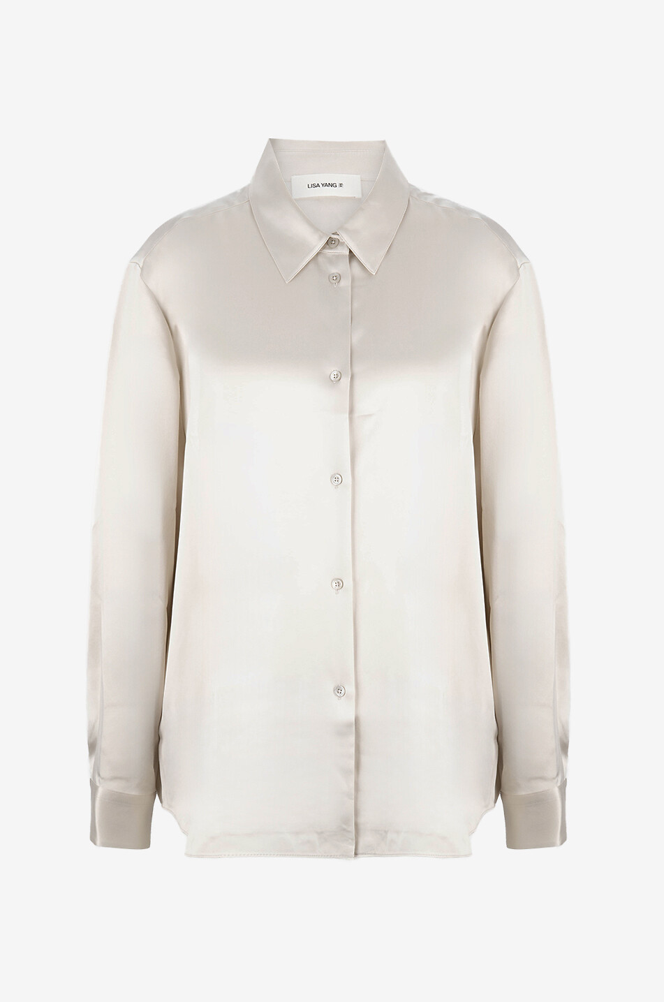 LISA YANG The Long Sleeve Button-Up silk long-sleeved shirt Women EGGSHELL 1