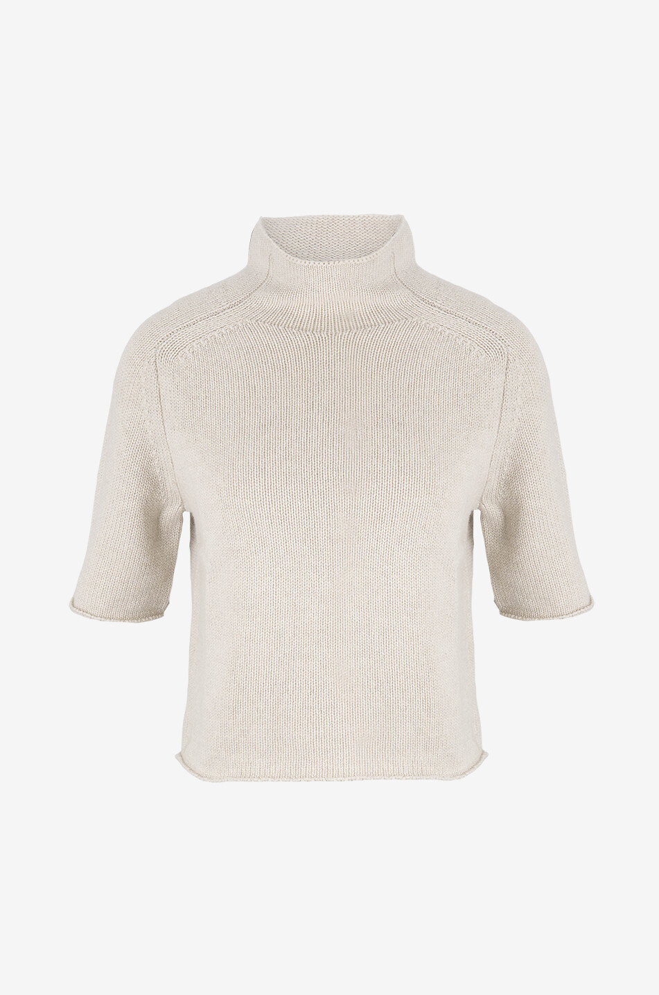 LISA YANG Kurzarm-Pullover mit Stehkragen aus Kaschmir Fride Damen Hellbeige 1
