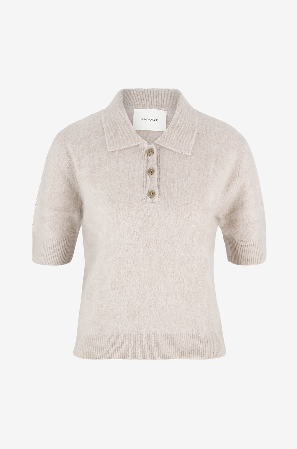 Carolyn fluffy cashmere knit polo shirt