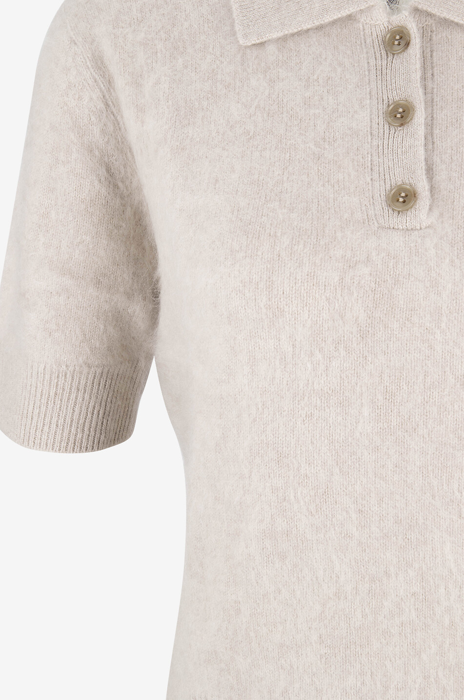 LISA YANG Carolyn fluffy cashmere knit polo shirt Women Light beige 3