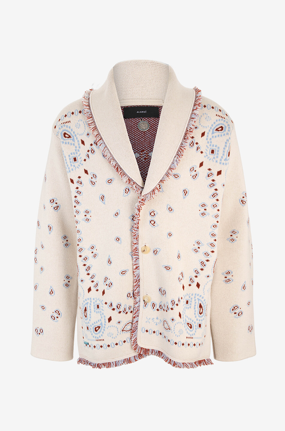 ALANUI Cardigan boutonné en cachemire Bandana Jacquard Homme BLANC CASSE 1