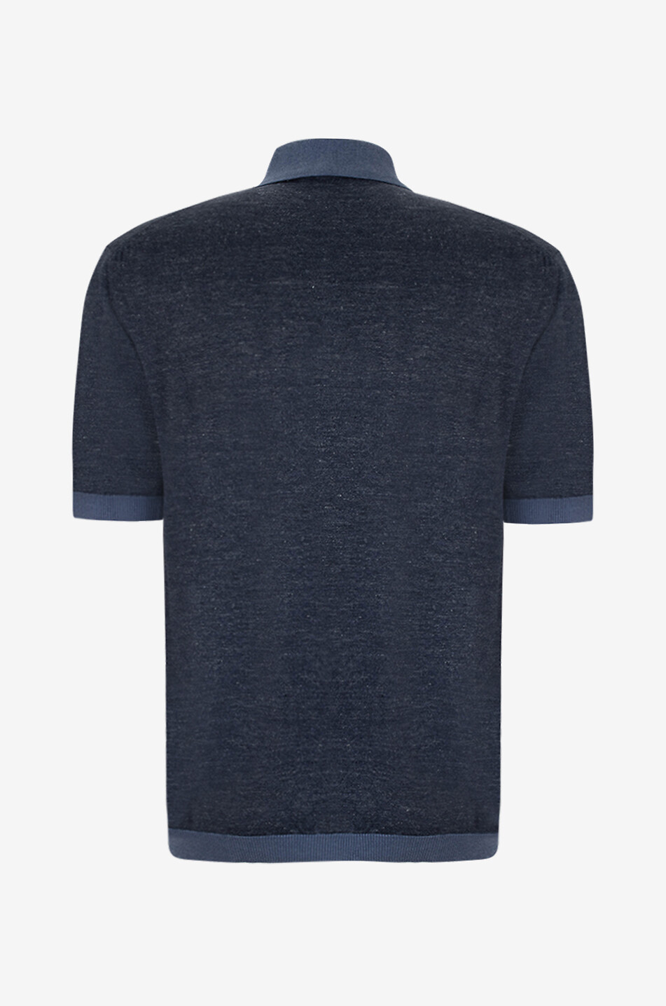 MAURIZIO BALDASSARI Linen blend short-sleeved knit polo shirt Men DARK BLUE 2