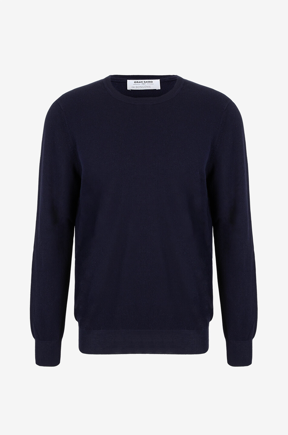 Rundhals-Piqué-Strickpullover aus Baumwolle