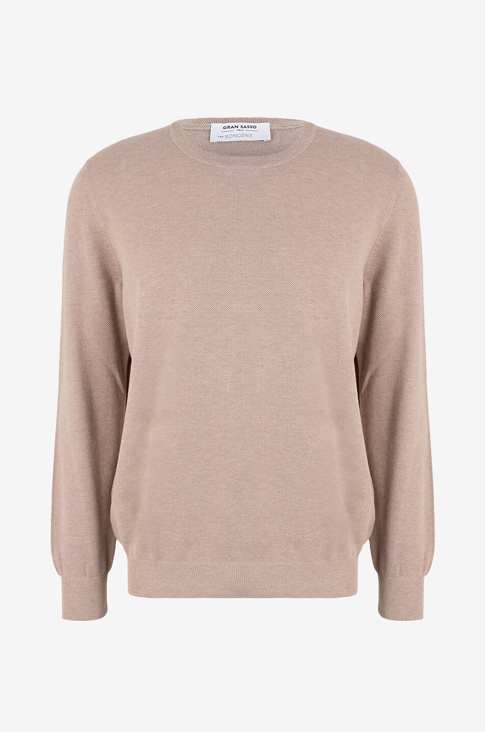 GRAN SASSO Round neck piqué cotton jumper Men BROWN 1