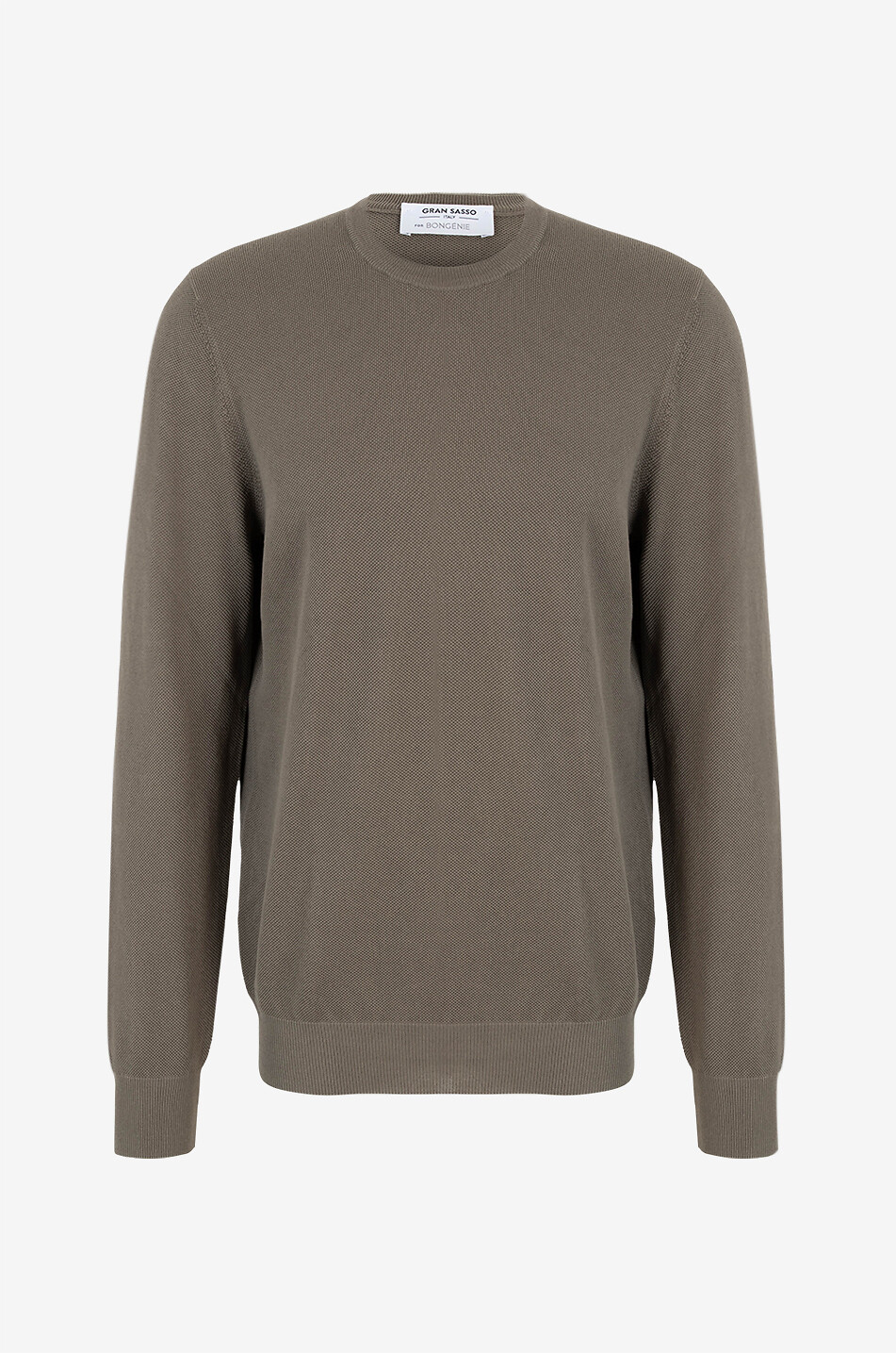 GRAN SASSO Round neck piqué cotton jumper Men MEDIUM GREEN 1