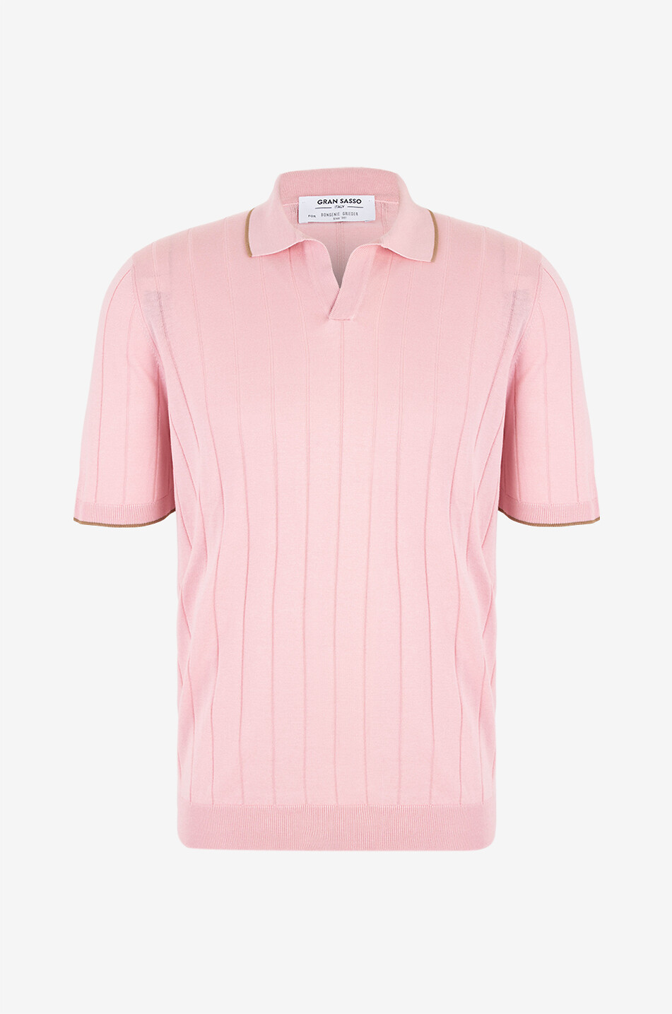 GRAN SASSO Polo à manches courtes en maille fine côtelée de soie Homme ROSE CLAIR 1