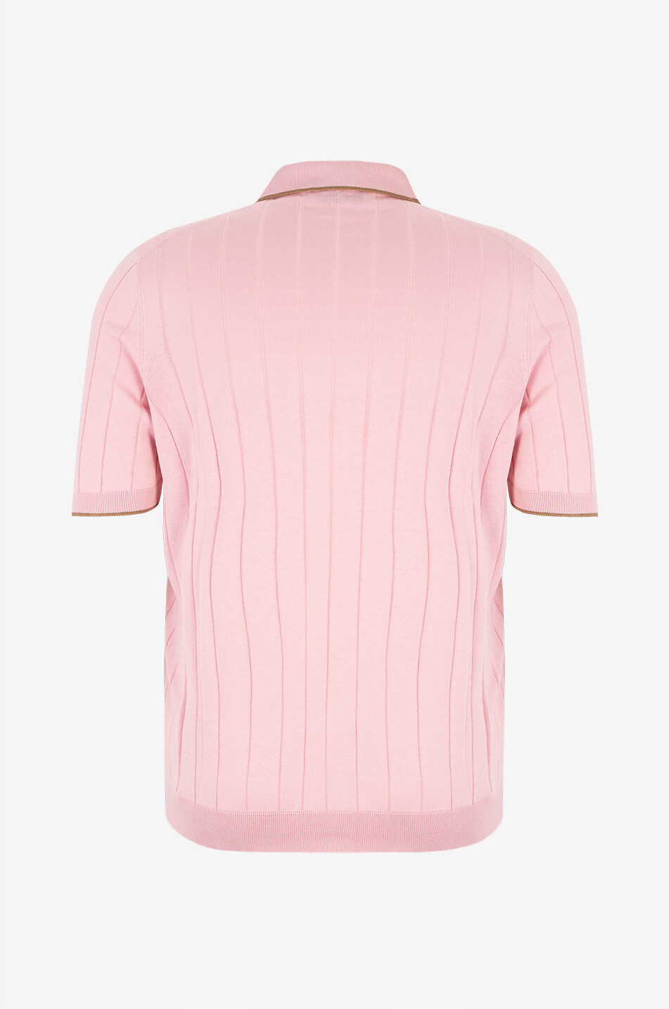 GRAN SASSO Polo à manches courtes en maille fine côtelée de soie Homme ROSE CLAIR 2