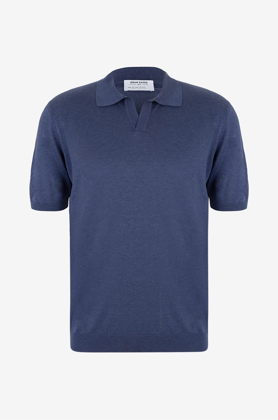 GRAN SASSO Polo à manches courtes en soie en maille fine Homme BLEU MOYEN 1