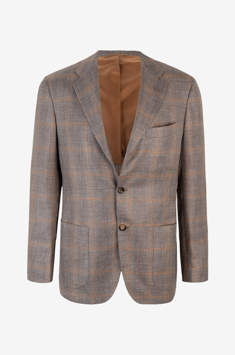 Checked cashmere linen and silk blazer