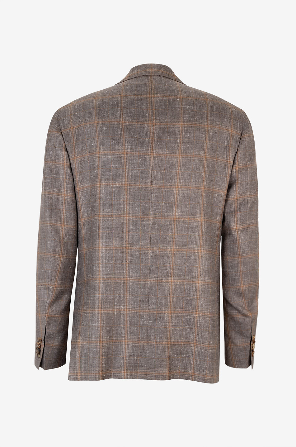 KITON Checked cashmere linen and silk blazer Men BROWN 2