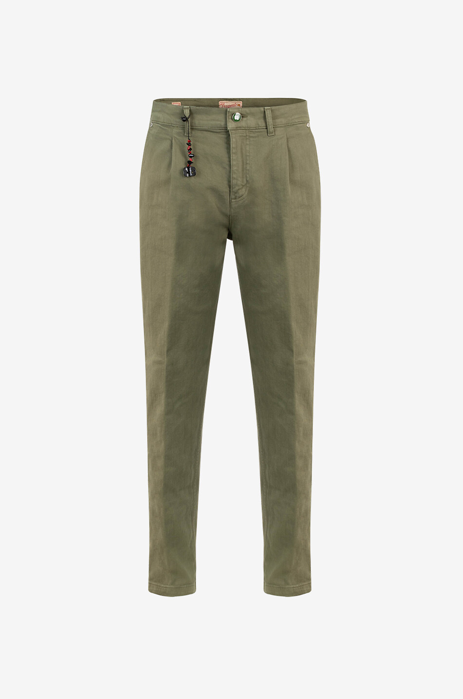 MARCO PESCAROLO Scott cotton slim fit trousers with waistband tucks Men MEDIUM GREEN 1