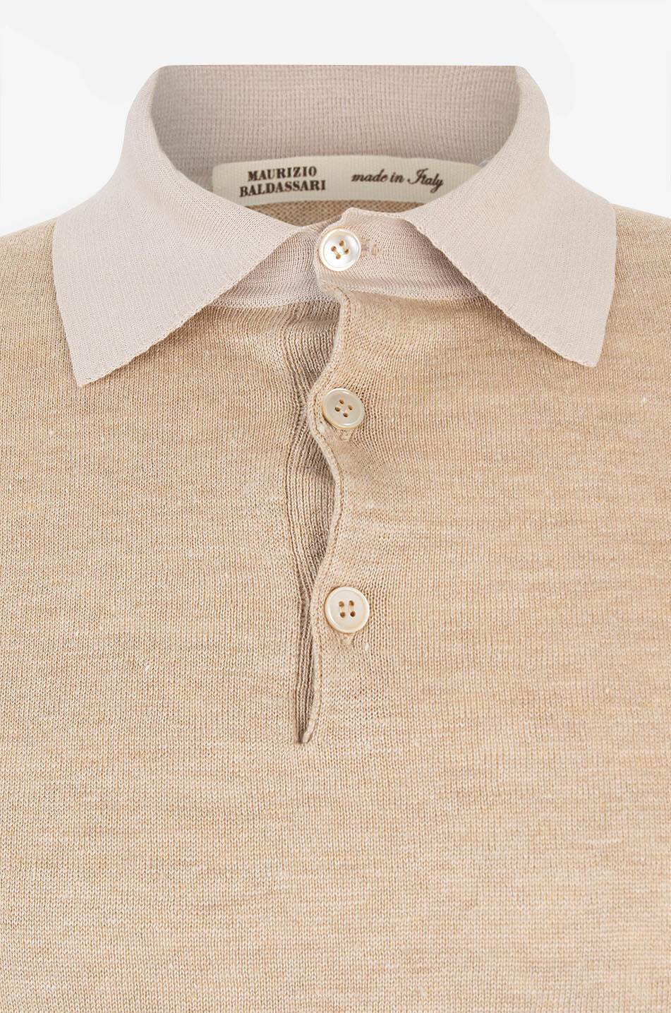 MAURIZIO BALDASSARI Polo à manches courtes en maille de lin mélangée Homme Beige moyen 3