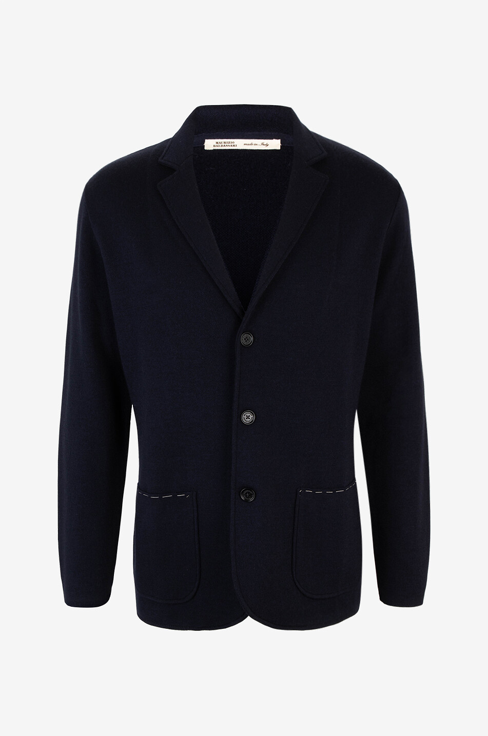 MAURIZIO BALDASSARI Cashmere and silk piqué knit blazer Men DARK BLUE 1