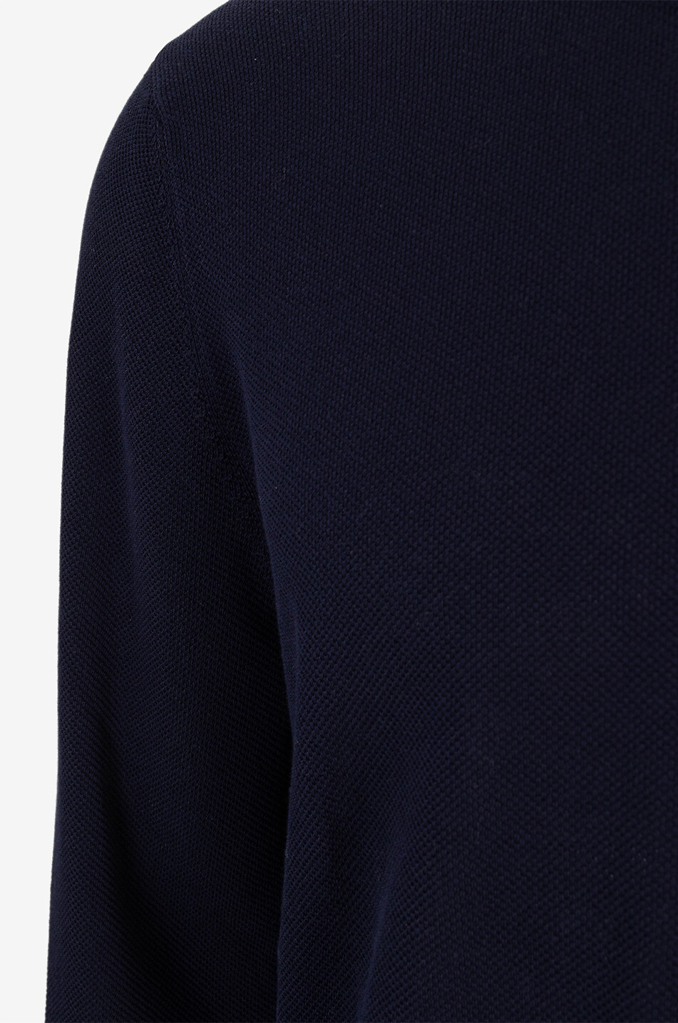 Rundhals-Piqué-Strickpullover aus Baumwolle