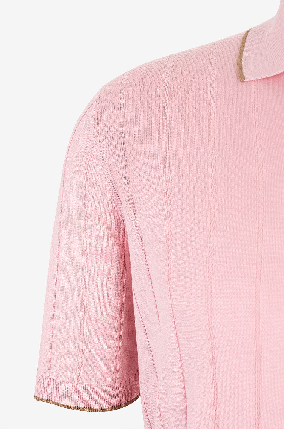 GRAN SASSO Polo à manches courtes en maille fine côtelée de soie Homme ROSE CLAIR 3