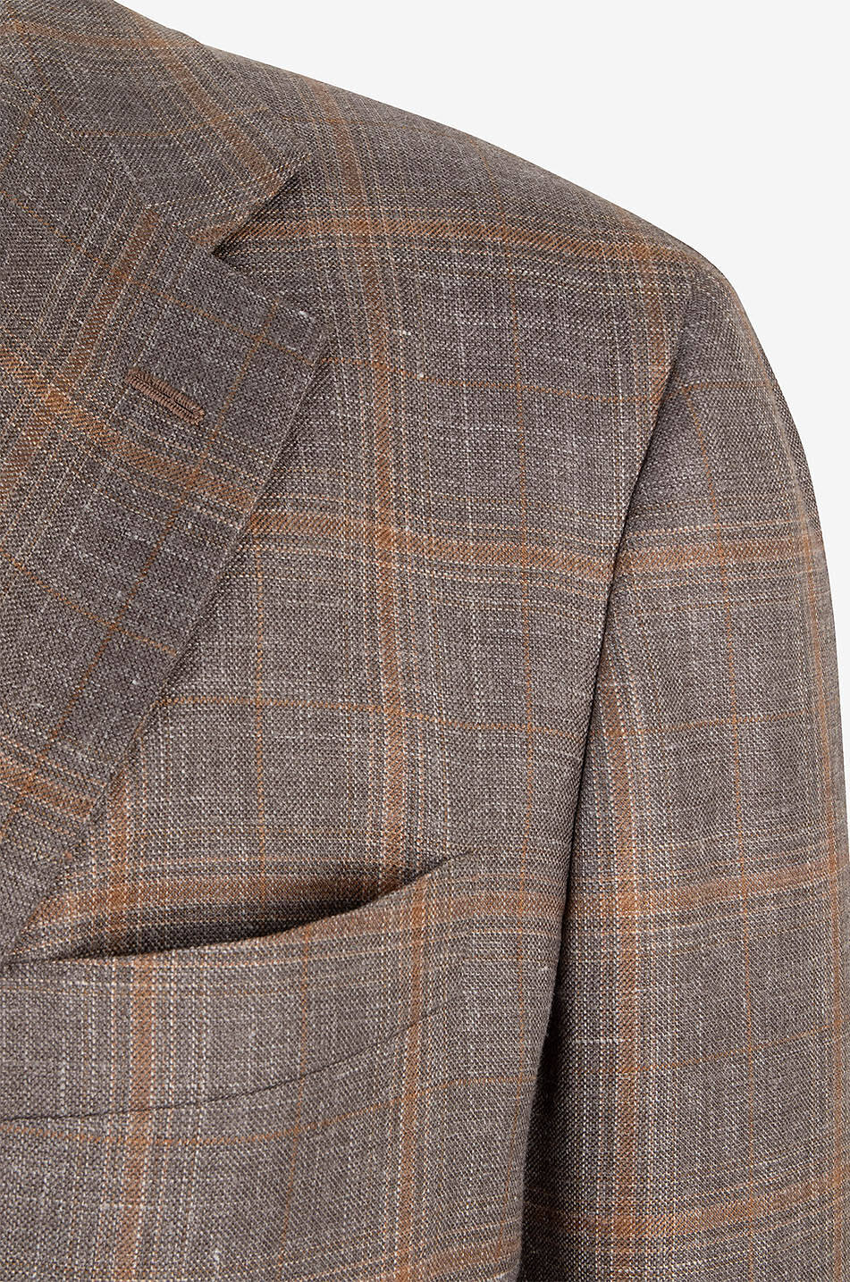 KITON Checked cashmere linen and silk blazer Men BROWN 3