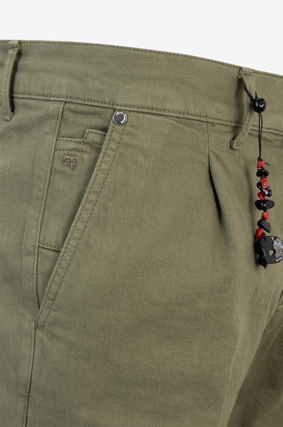 MARCO PESCAROLO Scott cotton slim fit trousers with waistband tucks Men MEDIUM GREEN 3