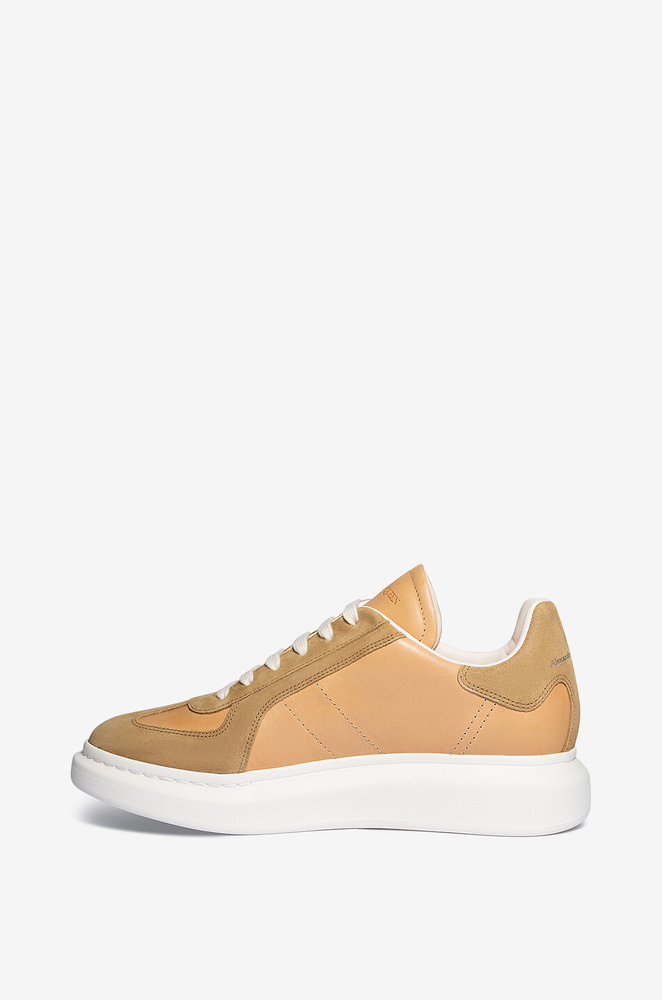 ALEXANDER McQUEEN Retro Oversize low-top natural leather and suede sneakers Men CAMEL 3