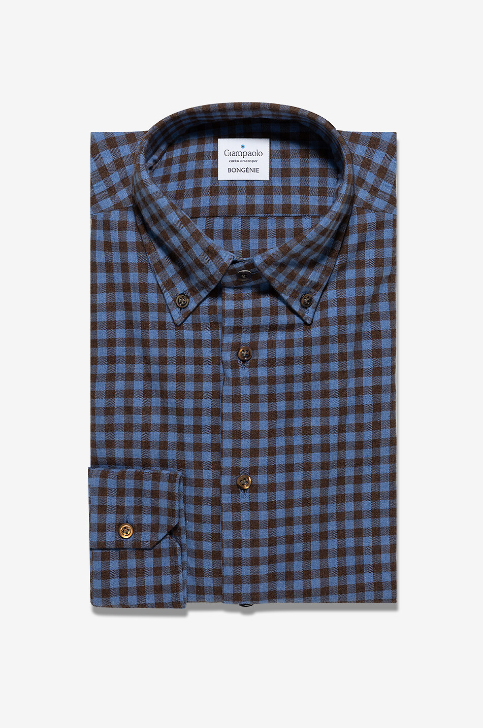 GIAMPAOLO Gingham check flannel shirt Men MEDIUM BLUE 1