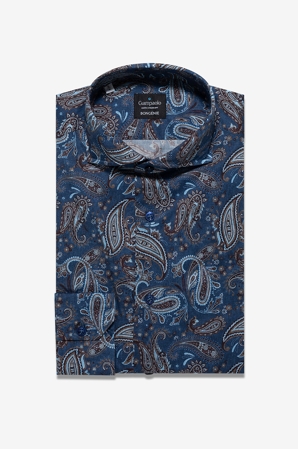 GIAMPAOLO Baumwollhemd mit Paisley-Pring Herren DUNKELBLAU 1
