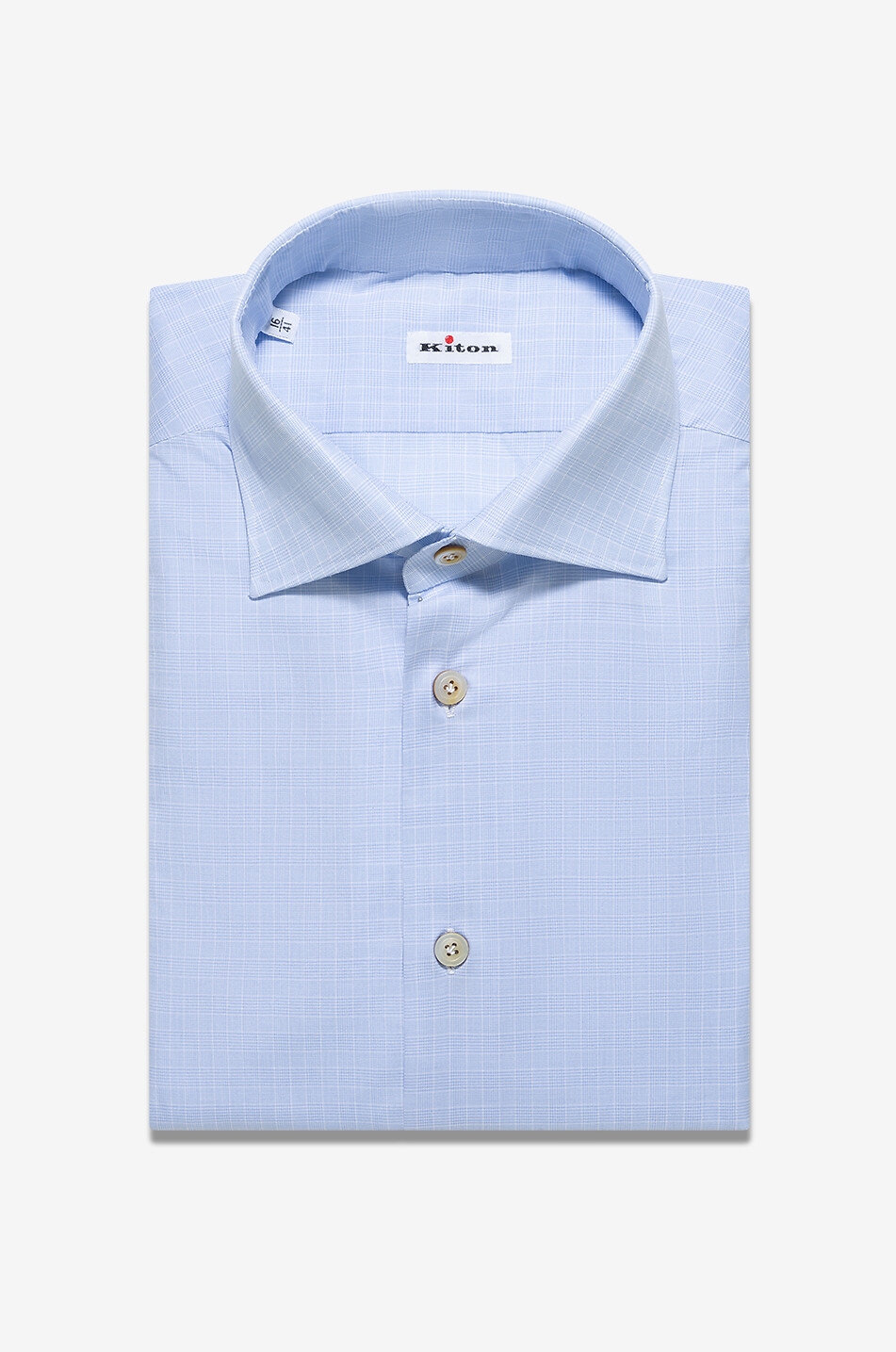 KITON Checked cotton long-sleeved shirt Men LIGHT BLUE 1