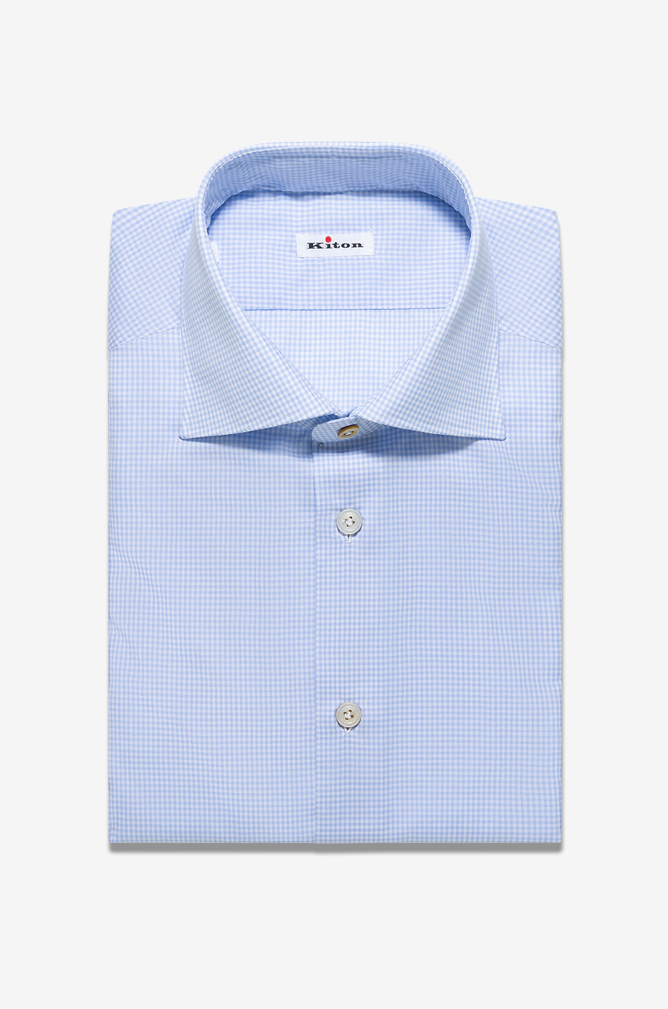 KITON Checked cotton long-sleeved shirt Men MEDIUM BLUE 1