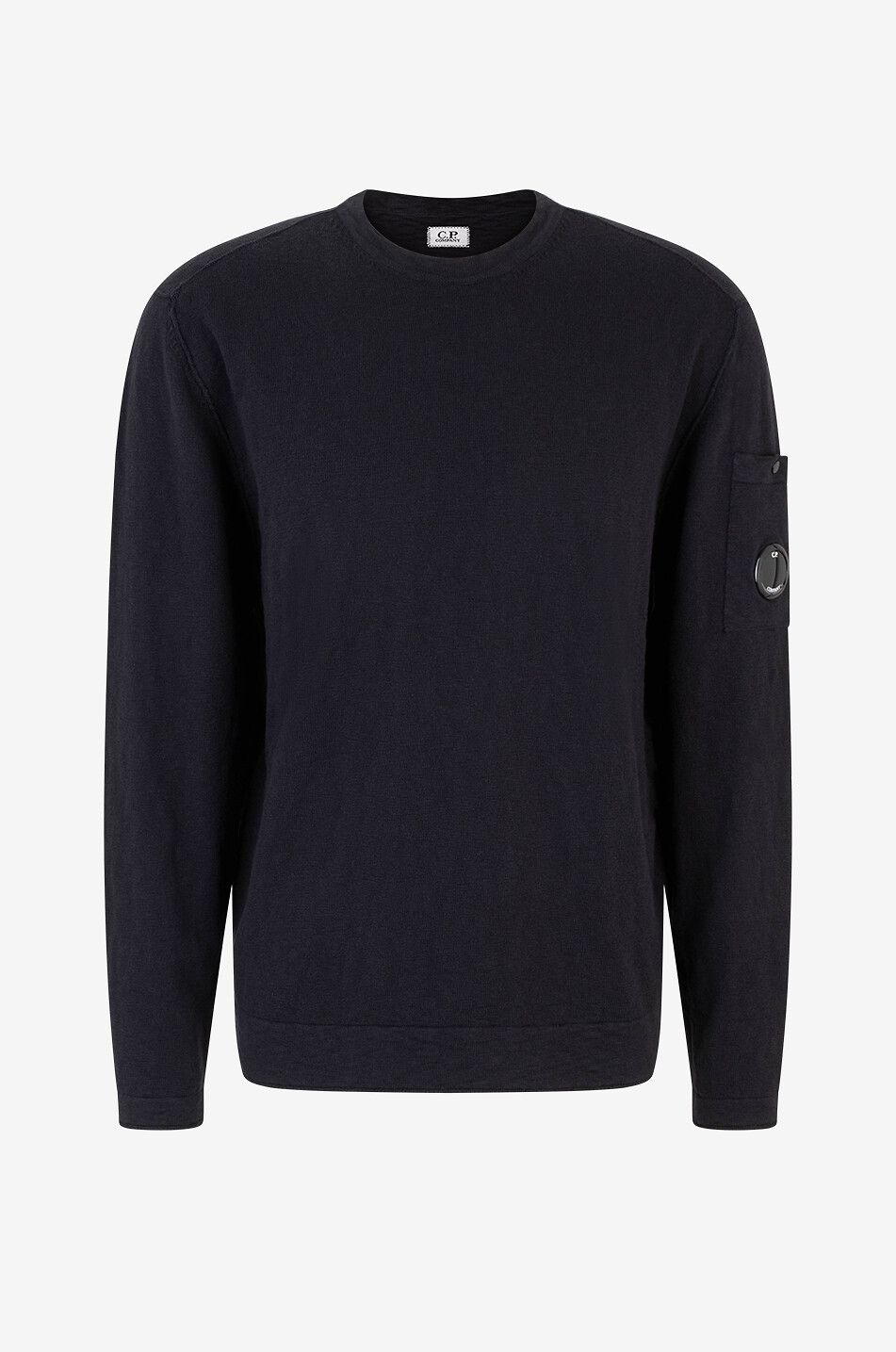 C.P. COMPANY Pull fin vanisé en coton mélangé à col rond Lens Homme BLEU FONCE 1