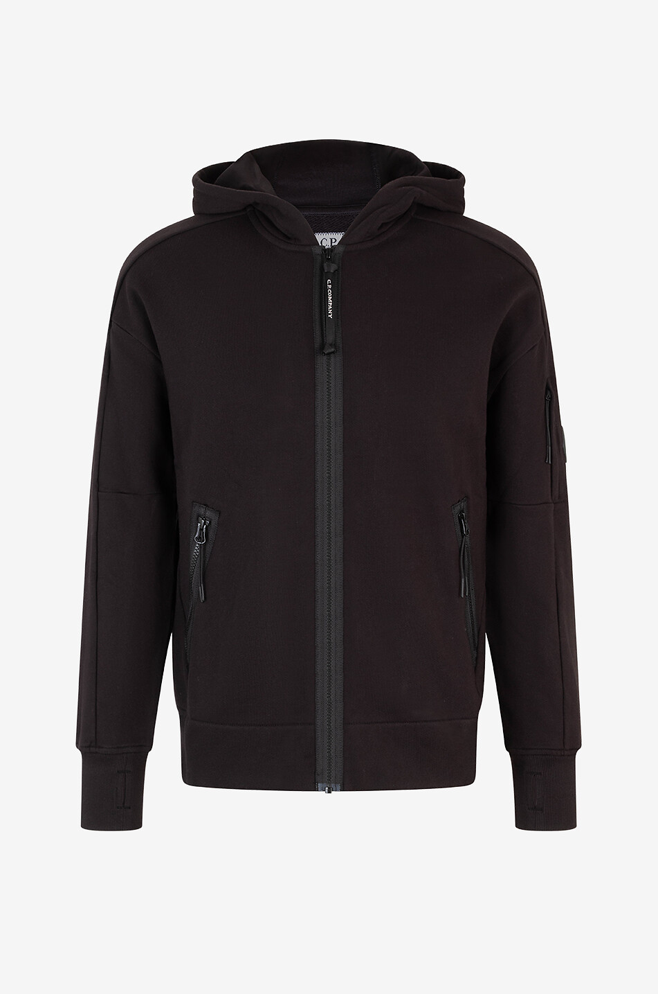 C.P. COMPANY Lens hooded full-zip sweatshirt Men BLACK 1