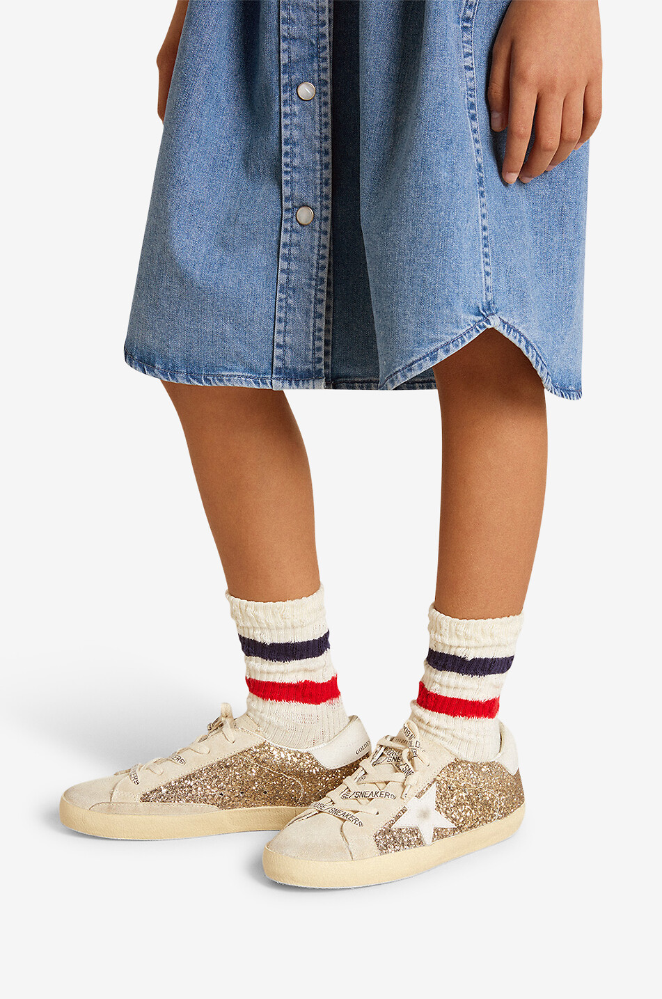 GOLDEN GOOSE Baskets basses à paillettes fille Super-Star Young Fille DORE 3