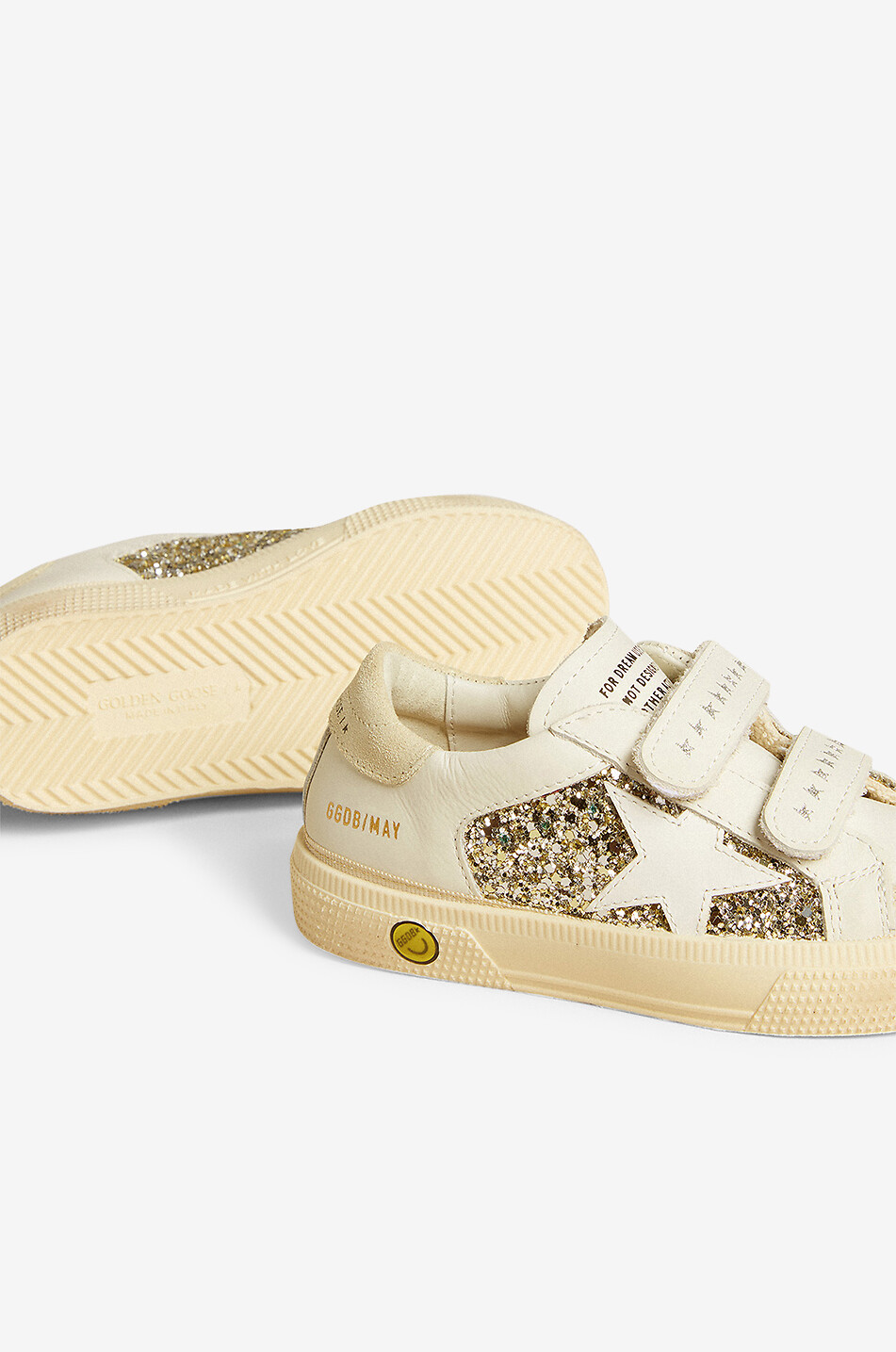 GOLDEN GOOSE Baskets basses à scratch et paillettes fille May School Fille DORE 3