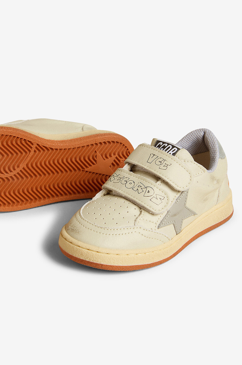 GOLDEN GOOSE Niedrige Jungen-Sneakers mit Klettverschluss Ballstar Young Junge CREMEFARBEN 3