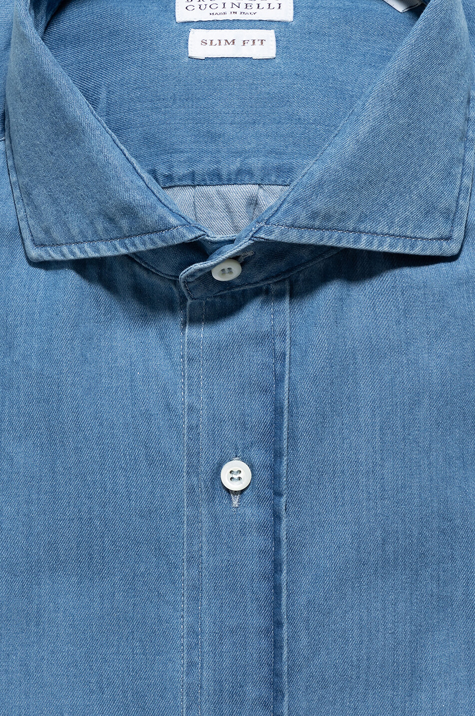 Langarm-Slim-Fit-Hemd aus Chambray