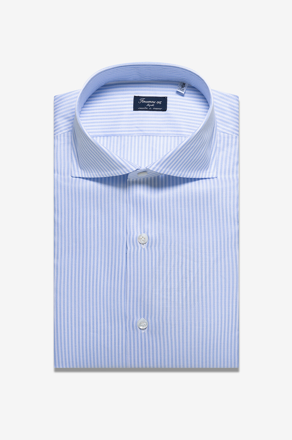 FINAMORE Langärmeliges gestreiftes Hemd Napoli Herren HELLBLAU 1
