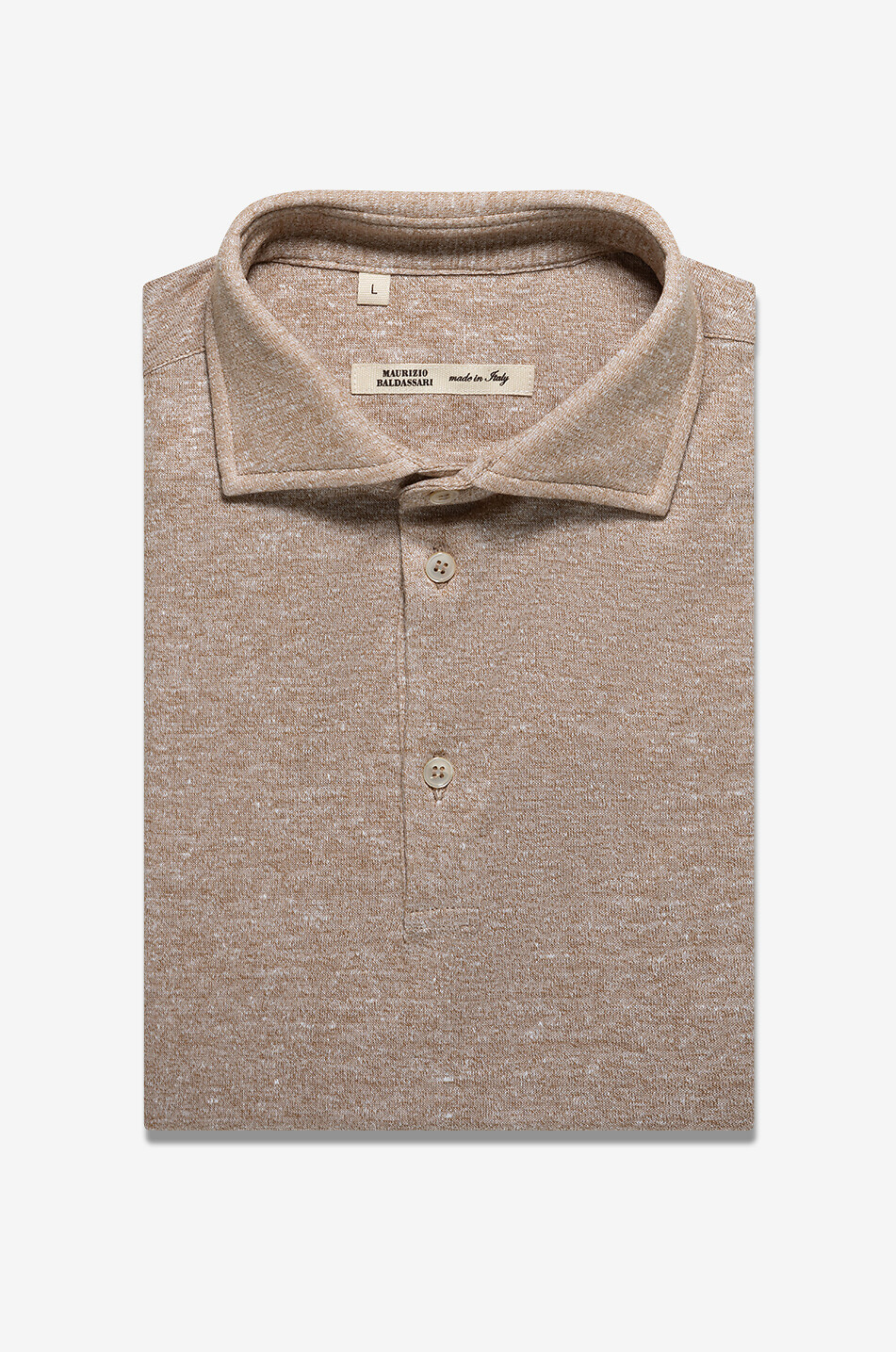 Linen and cotton jersey short-sleeved polo shirt