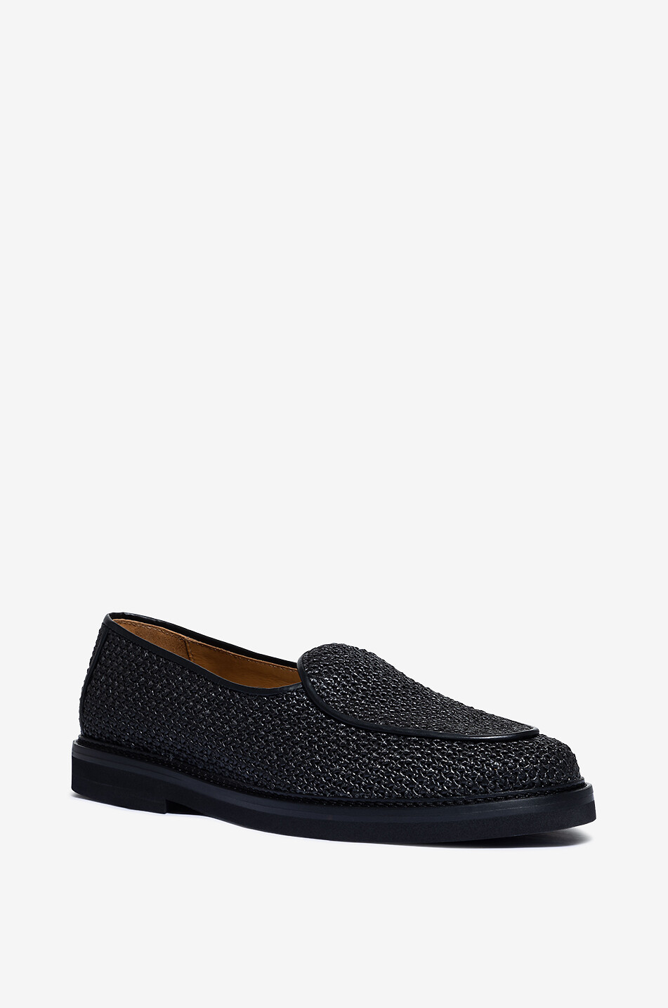 JACQUES SOLOVIERE Mocassins tressés en raphia Lex Homme NOIR 1