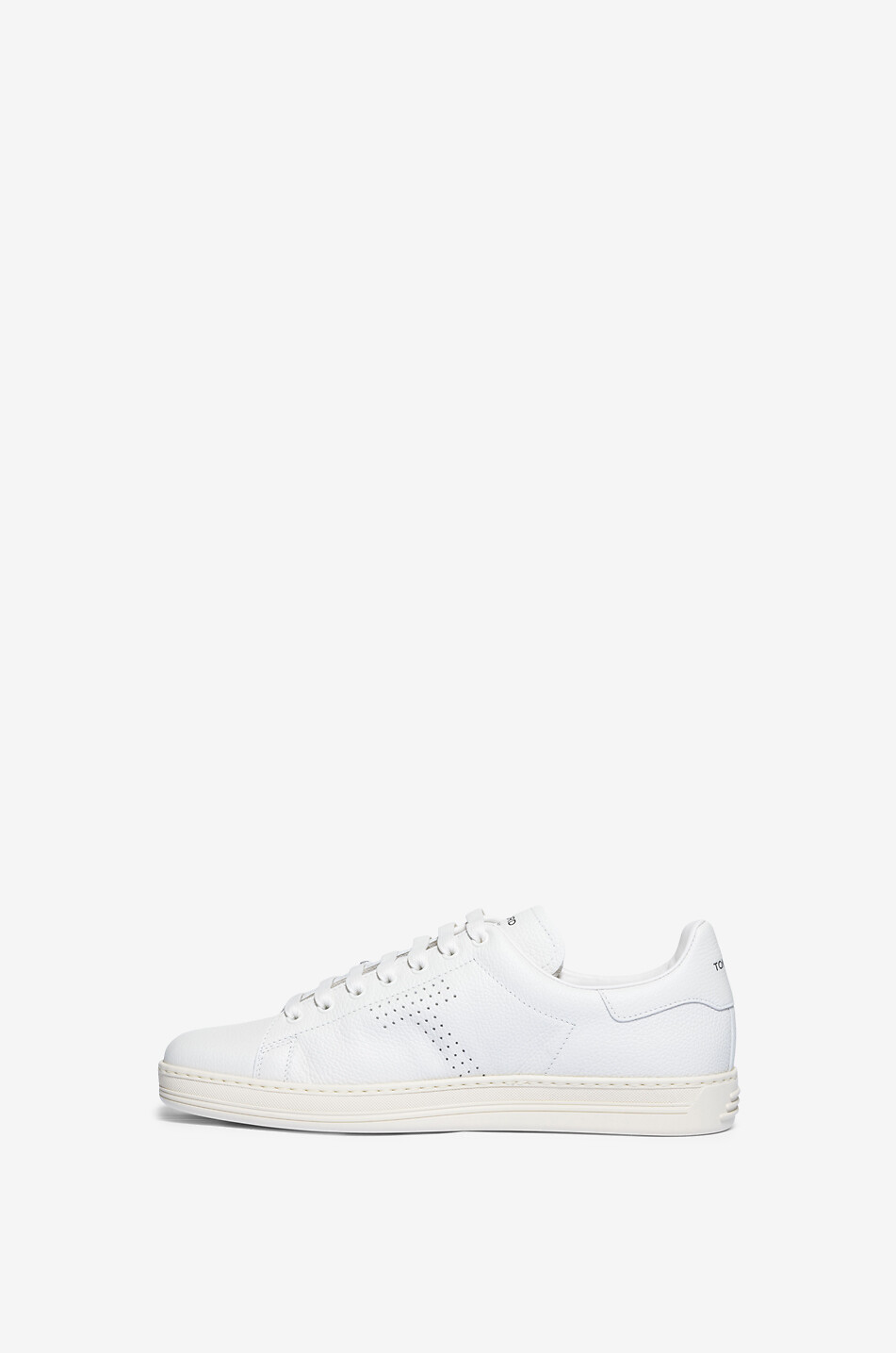 TOM FORD Warwick grained leather low-top lace-up sneakers Men EGGSHELL 3