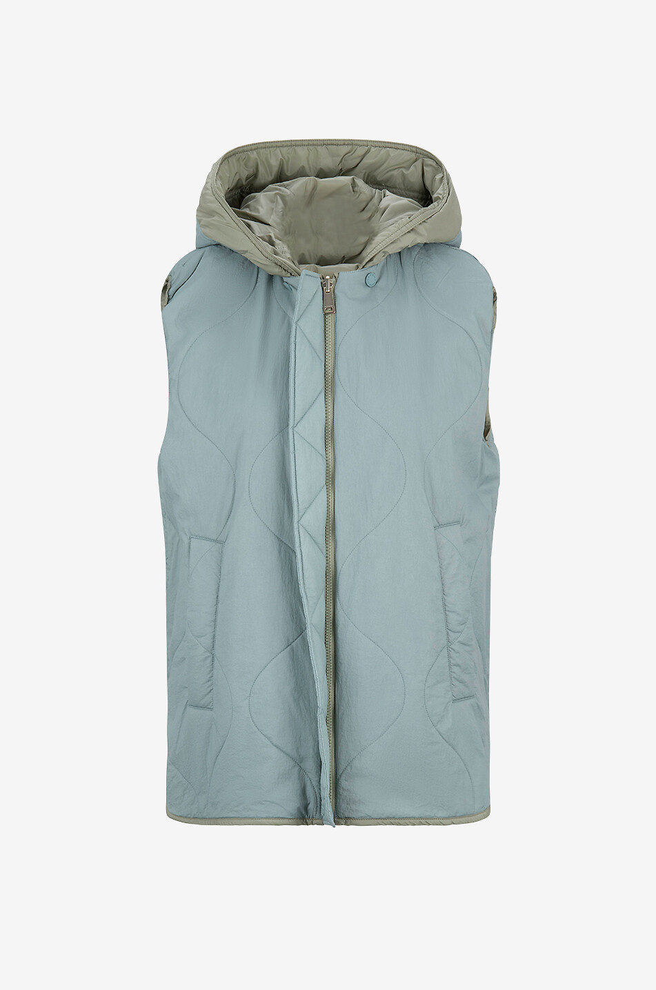 WEEKEND MAX MARA Tecla quilted hooded reversible vest Women GREEN 4