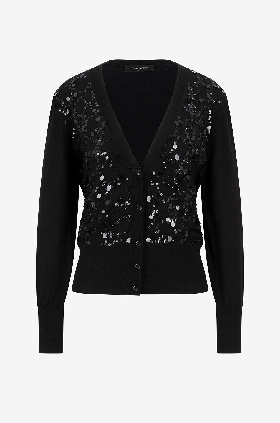 FABIANA FILIPPI Sequin-embellished cropped fine-gauge cardigan Women BLACK 1