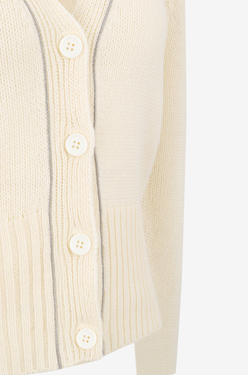 FABIANA FILIPPI Beaded V-neck loose cropped cashmere cardigan Women Light beige 3