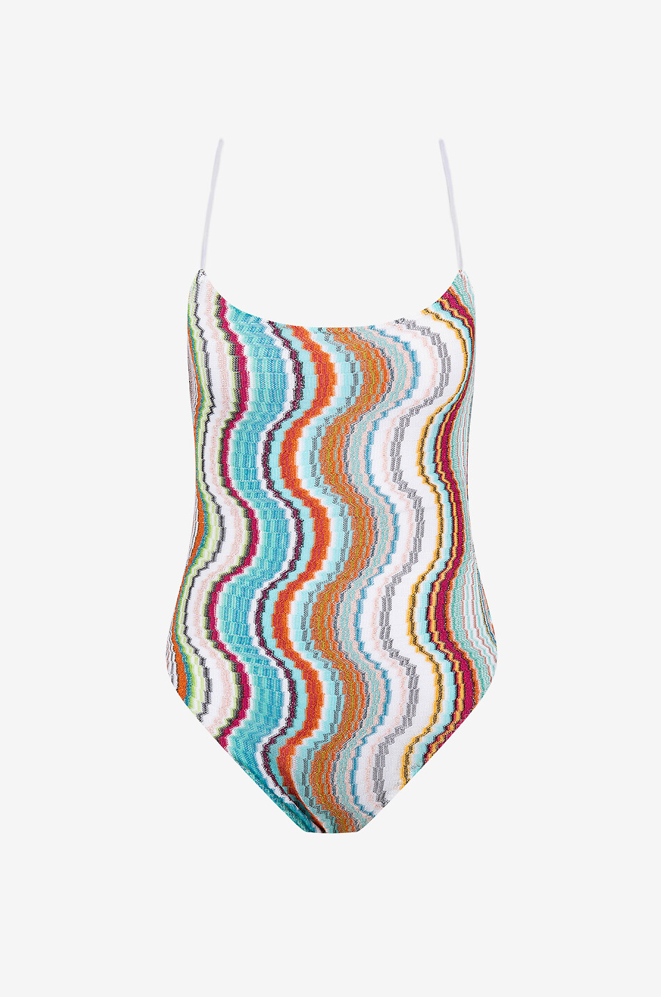 Knit swimsuit with psychedelic patterns