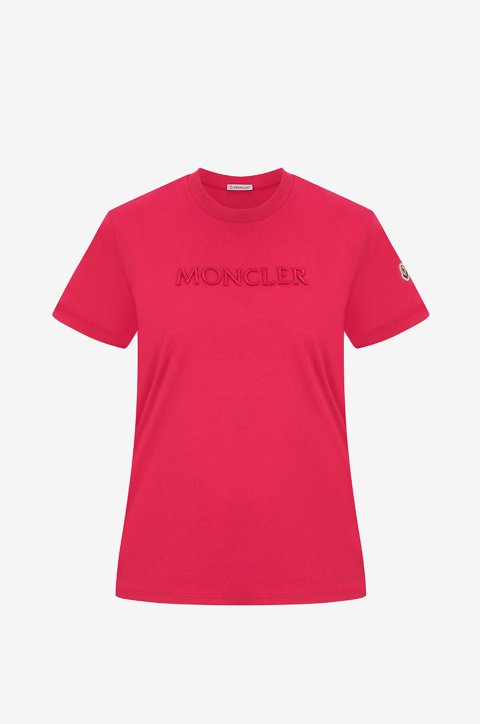 MONCLER Sateen sheen logo embroidered short-sleeved T-shirt Women DARK PINK 1